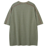 Lightweight Retro Striped Vintage Patchwork T-Shirt