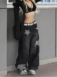 Flattering Y2K Japanese Star Embroidered Denim Jeans