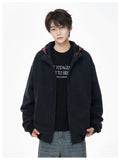 Vintage Streetwear Plaid Zipper Cool Hooded Sweatshirt