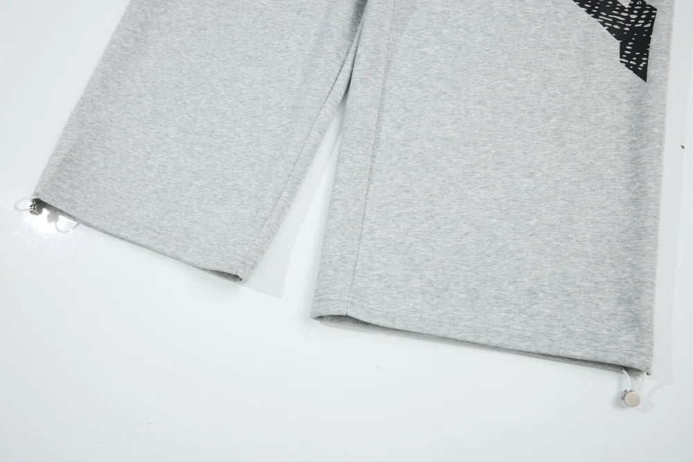Elastic Waist Wide Leg Letter Print Sweatpants