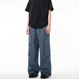 Vintage American Style Striped Cargo Jeans