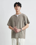 Korean Style Solid Color Loose Fit V-Neck T-Shirt