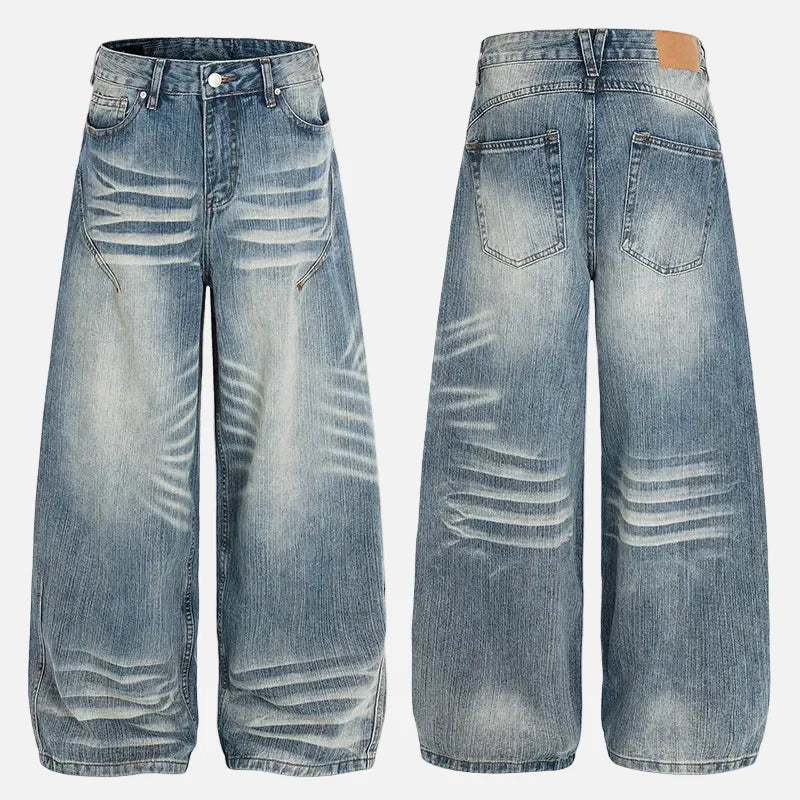 Vintage Moustache Effect Distressed Jeans