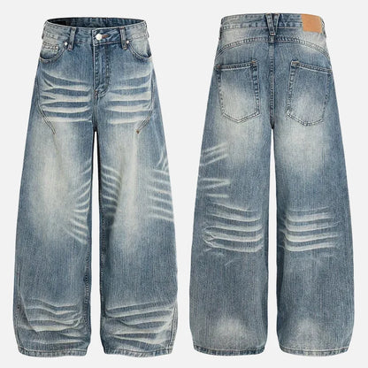 Vintage Moustache Effect Distressed Jeans