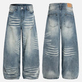 Vintage Moustache Effect Distressed Jeans