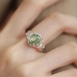 Classic Green Agate Sterling Silver Ring