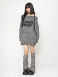 Gothic Off Shoulder Knitted Sweater