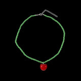 Vibrant Beaded Fruit Pendant Chain Necklace