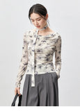Elegant Swing Collar Long Sleeve T-shirt