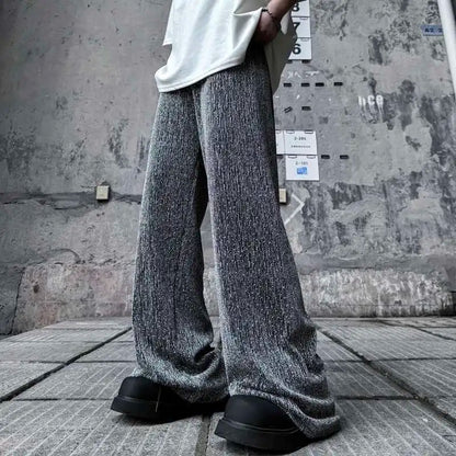Textured Elegant Drawstring Waist Casual Pants