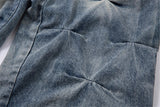 Trendy Designer Baggy Pleated Denim Wide Leg Jeans