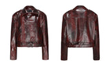 Classic Red Stylish Locomotive Leather Jacket