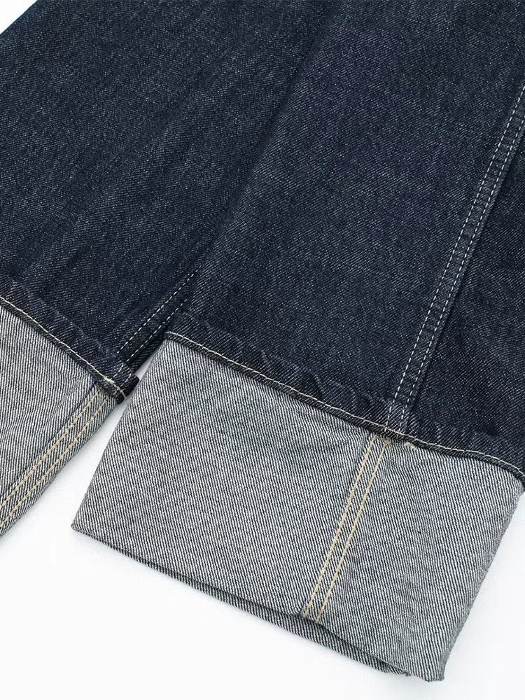 Vintage Chic Blue Lapel Neck Denim Jacket