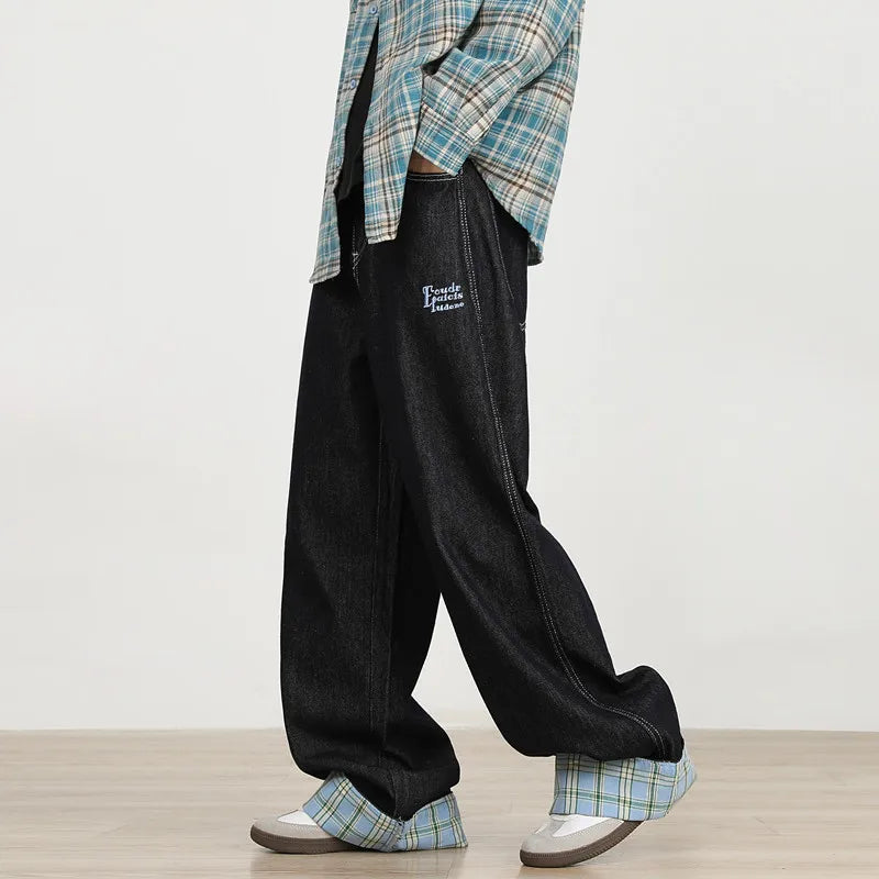 Luxury Straight & Sleek Patchwork Wide Leg Jeans