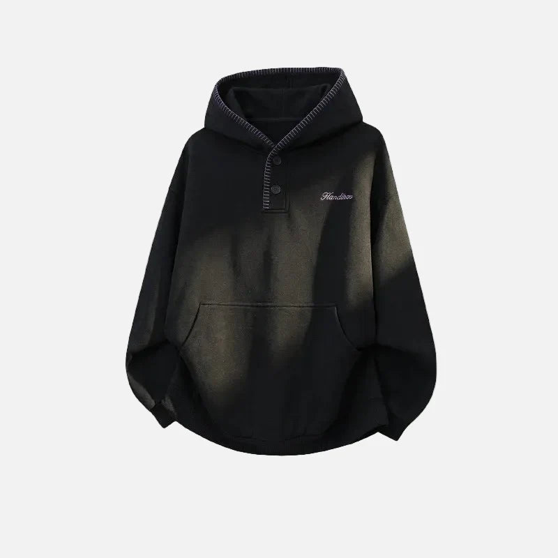 Streetwear Hip Hop Heavyweight Half Breasted Hoodie