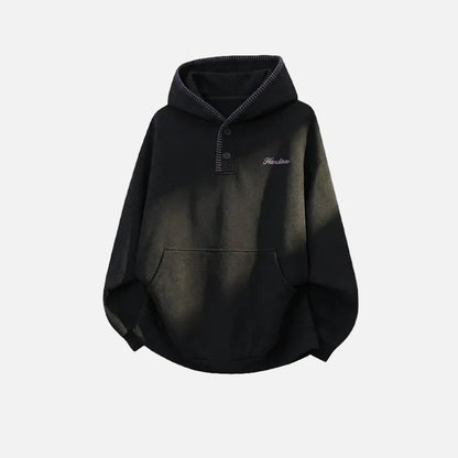 Streetwear Hip Hop Heavyweight Half Breasted Hoodie