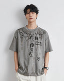 American Casual Comfort Style Foam Print Short T-Shirt