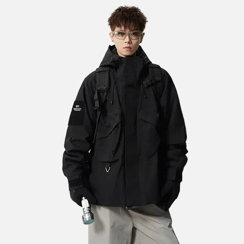 Stylish Pockets Hooded Mountaineering Windbreaker Jacket