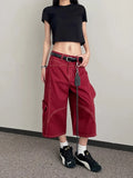 Retro Hip Hop High Waist Patchwork Cargo Jorts