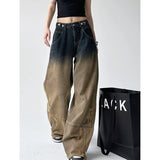 Women Rasty Gradient Color Loose High Waist Jeans