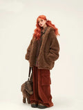 Brown Thick Faux Fur Bear Jacket