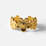 Y2K Adjustable Gold Floral Ring