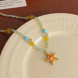 Y2K Aesthetic Colorful Starfish Pendant Necklace