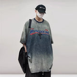 Vintage Embroidery Denim Hip Hop T-Shirt
