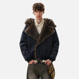 Trendy Streetwear Splicing Faux Fur Hooded Jacket