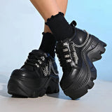 Chunky Gothic Black Chain Platform Sneakers
