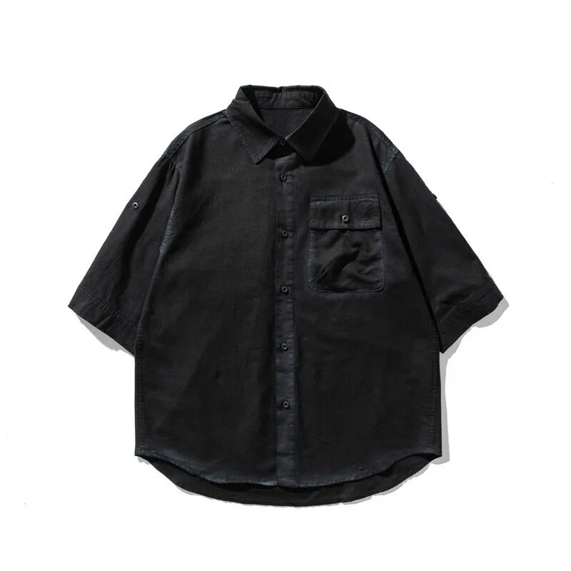 Cloud-Soft Contrast Lapel Casual Shirt