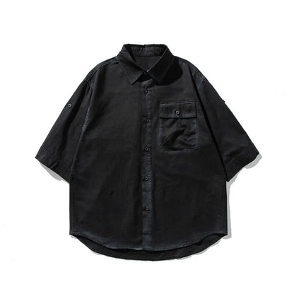 Cloud-Soft Contrast Lapel Casual Shirt