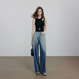 Chic Blue Summer Wide Leg Denim Jeans