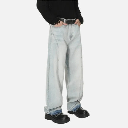 Trendy Casual Distressed Wide Leg Denim Jeans
