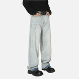 Trendy Casual Distressed Wide Leg Denim Jeans