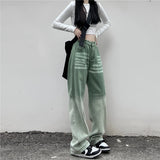 Contrasting Green High-waist Jeans