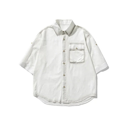 Cloud-Soft Contrast Lapel Casual Shirt