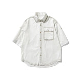 Cloud-Soft Contrast Lapel Casual Shirt