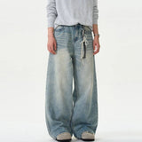 Solid Color Distressed Denim Jeans