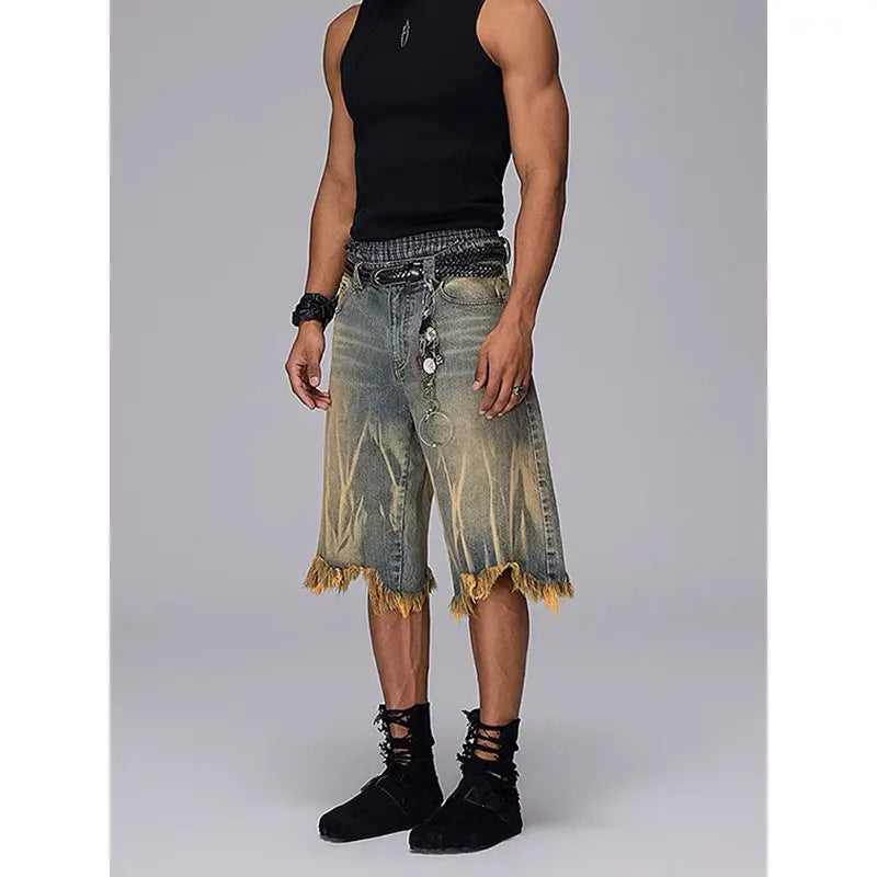 Blue Ripped American Denim Short