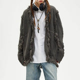 Chic Retro Tassel Ripped Long Sleeve Cardigan