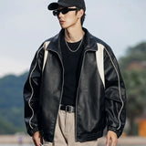 Durable Color Block Waterproof Leather Jacket