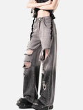 Fashionable Ripped High Waist Gradient Denim Jeans