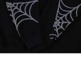 Y2K Spider Embroidery Zip-Up Hoodie