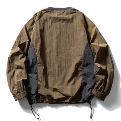 Patchwork Loose Long Sleeve Sports T-Shirt