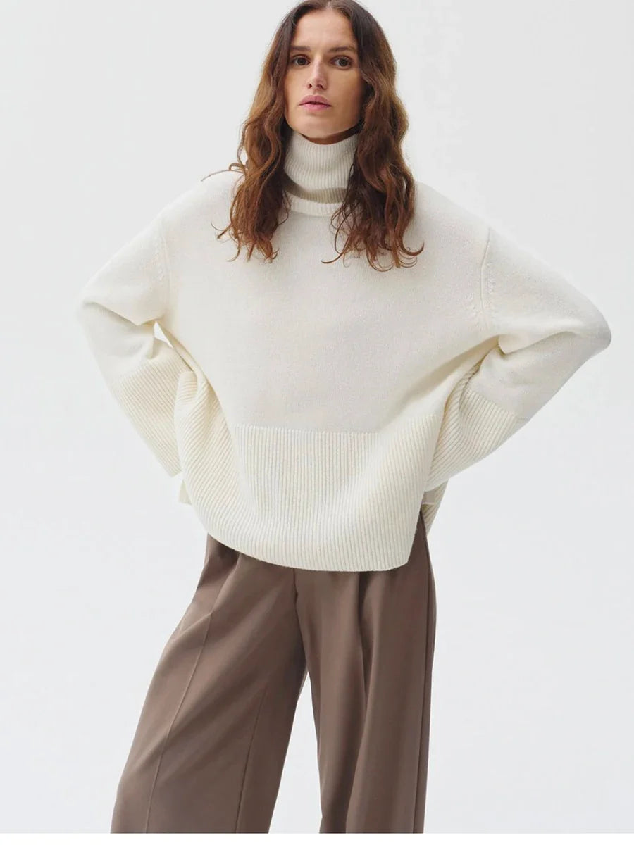 Cozy Knit Split Pullover Sweater Women
