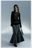 Black Gothic Off-shoulder Long Sleeved Top