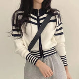Women Chic Vintage Striped Cropped Cardigan