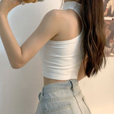 Knitted Shoulder Crop Tank Top