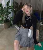 Long Sleeve Solid Pattern Crop Top